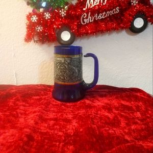 Vintage Bohemian Cobalt Blue Beer Mug